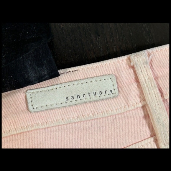 Sanctuary Cherry Blossom Midi Slit Distressed Denim Shorts Pink Size 28 - Picture 8 of 16